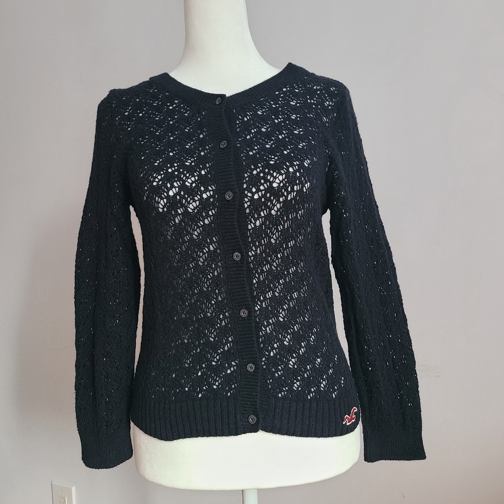 Hollister Black Knitted Cardigan Size  Medium